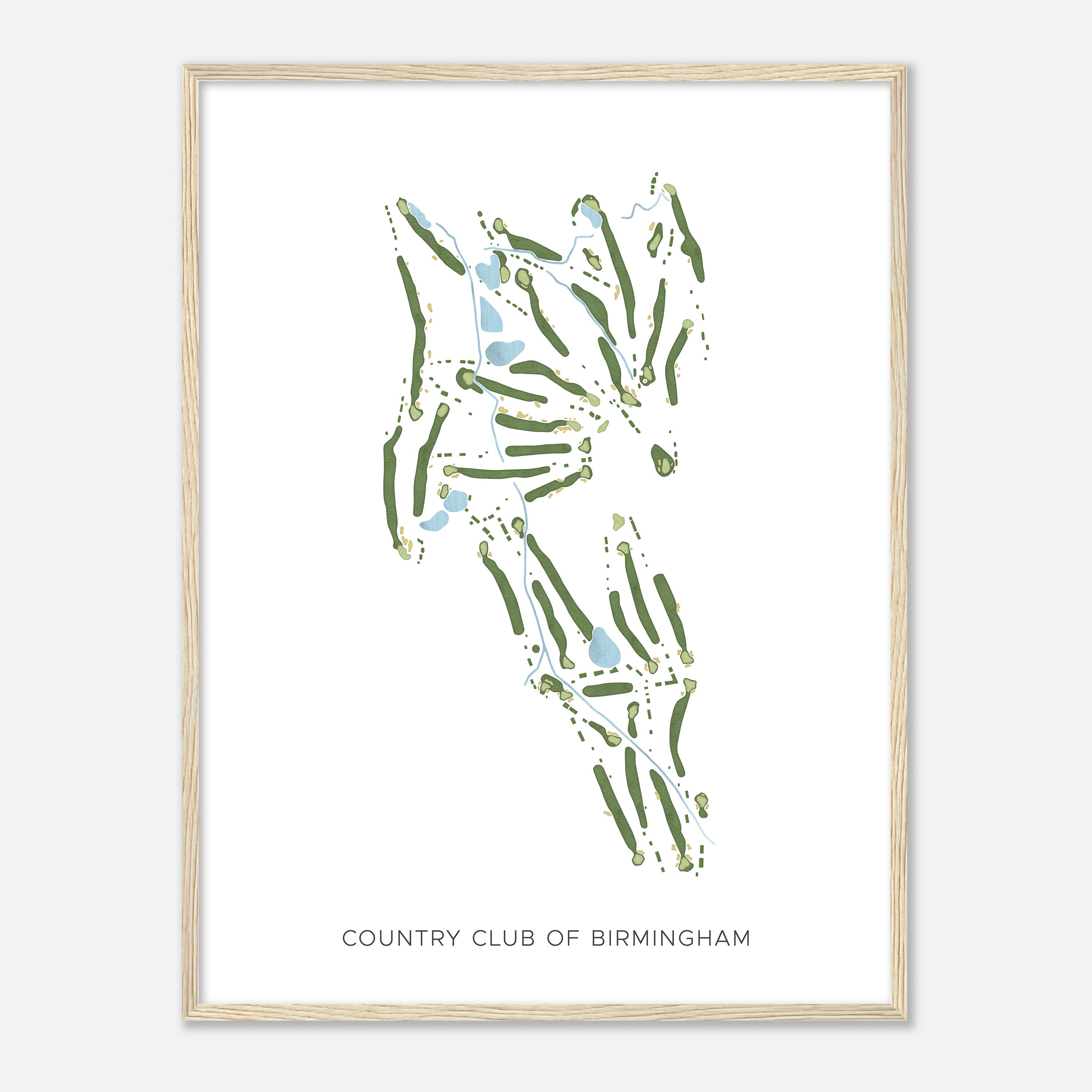 Country Club of Birmingham, Alabama - Modern Watercolor Map | Golfer Gift, Golf Wall Art, Golf Poster Print, Course Layout