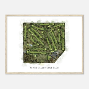 Miami Valley Golf Club, Ohio - Klassieke aquarelkaart | Golfer cadeau, golf kunst aan de muur, golf poster print, baanindeling
