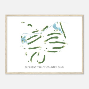 Pleasant Valley Country Club, Pennsylvania - moderne aquarelkaart | Golfer cadeau, golf kunst aan de muur, golf poster print, baanindeling