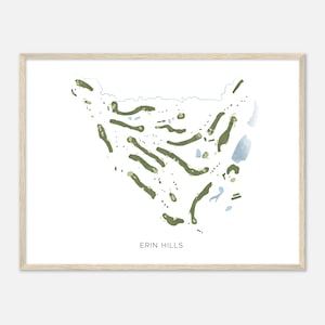 Erin Hills, Wisconsin - Moderne Aquarell Landkarte | Golfer Geschenk, Golf Wandkunst, Golf Poster Druck, Platz Layout
