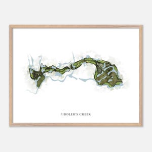 Fiddler's Creek in Naples, Florida: klassieke aquarelkaart | Golfcadeau, golfmuurkunst, golfposterprint, baanindeling