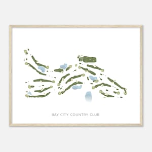 Bay City Country Club, Griffin - Moderne Aquarell Landkarte | Golfer Geschenk, Golf Wandkunst, Golf Poster Druck, Platz Layout