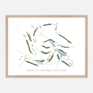 Charlotte National Golf Club in Indian Trail, North Carolina: moderne aquarelkaart | Golfcadeau, golfmuurkunst, golfposterprint
