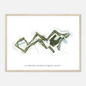El Dorado-cursus in Quail Valley, Texas - Klassieke aquarelkaart | Golfer cadeau, golf kunst aan de muur, golf poster print, baanindeling