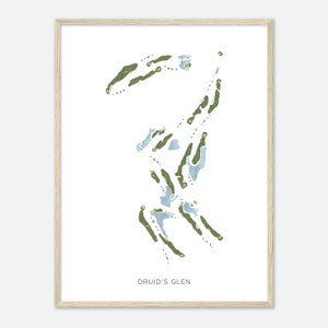 Druid's Glen, Washington - moderne aquarelkaart | Golfer cadeau, golf kunst aan de muur, golf poster print, baanindeling