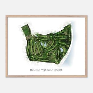Ferienpark-Golfplatz in Saskatoon, Kanada - Klassische Aquarell-Karte | Golfer Geschenk, Golf Wandkunst, Golf Poster Druck, Platz Layout