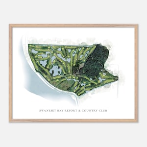 Swaneset Bay Resort & Country Club in Pitt Meadows, Kanada - Klassische Aquarell-Karte | Golfer Geschenk, Golf Wandkunst, Golf Poster Druck
