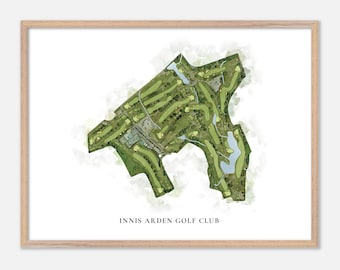 Innis Arden Golf Club in Old Greenwich, Connecticut - Classic Watercolor Map | Golfer Gift, Golf Wall Art, Golf Poster Print, Course Layout