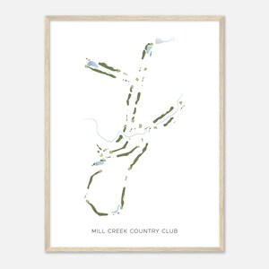 Mill Creek Countryclub, Washington - Moderne Aquarell Landkarte | Golfer Geschenk, Golf Wandkunst, Golf Poster Druck, Platz Layout