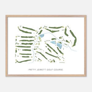 Parcours de golf Patty Jewett à Colorado Springs, Colorado - Carte aquarelle moderne | Cadeau de golfeur, oeuvre d'art murale de golf, impression d'affiche de golf