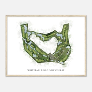 Whitetail Ridge GolfCourse, Illinois - Klassische Aquarell Karte | Golfer Geschenk, Golf Wandkunst, Golf Poster Druck, Platz Layout