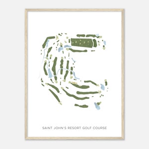 Saint John's Resort Golfbaan, Michigan - Moderne aquarelkaart | Golfer cadeau, golf kunst aan de muur, golf poster print, baanindeling