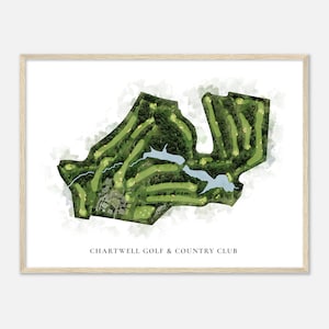 Chartwell Golf & Country Club, Maryland - Mappa classica ad acquerello / Regalo per golfisti, Arte da parete per golf, Stampa poster di golf, Layout del campo