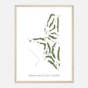 Spring Valley Golf Course, Wisconsin - Moderne aquarelkaart | Golfer cadeau, golf kunst aan de muur, golf poster print, baanindeling