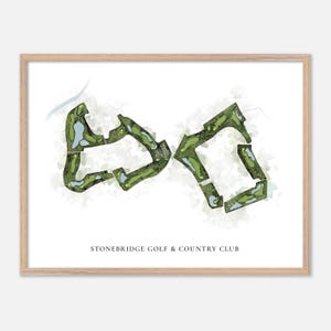 Stone Bridge Golf & Country Club in , Kanada - Klassische Aquarell-Landkarte | Golfer Geschenk, Golf Wandkunst, Golf Poster Druck, Platz Layout