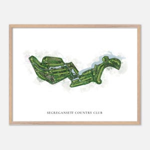 Segregansett Country Club a Taunton, Massachusetts - Mappa classica ad acquerello / Regalo per golfisti, Arte murale per golf, Stampa poster per golf, Layout del campo