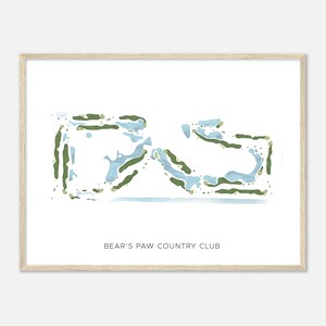 Bear's Paw Country Club, Florida - Mappa acquerello moderna / Regalo per golfisti, Arte da parete per golf, Stampa poster di golf, Layout del campo