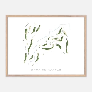 Sonntag River Golf Club in Newry, Maine - Moderne Aquarell Landkarte | Golfer Geschenk, Golf Wandkunst, Golf Poster Druck, Platz Layout