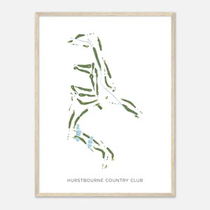 Hurstbourne Country Club, Kentucky - Mappa acquerello moderna / Regalo per golfisti, Arte da parete per il golf, Stampa poster di golf, Layout del campo