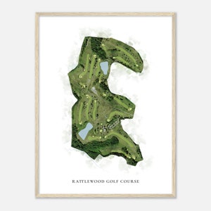 Rattlewood Golf Course, Maryland - Klassieke aquarelkaart | Golfer cadeau, golf kunst aan de muur, golf poster print, baanindeling