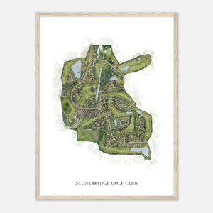 Stonebridge Golf Club, Michigan - Classic Watercolor Map | Golfer Gift, Golf Wall Art, Golf Poster Print, Course Layout