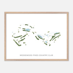 Wedgewood Pines Country Club a Stow, Massachusetts - Mappa moderna ad acquerello / Regalo per golfisti, Arte murale per golf, Stampa poster per golf, Layout del campo