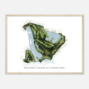 De rechtercursus in Capitol Hill, Alabama - Klassieke aquarelkaart | Golfer cadeau, golf kunst aan de muur, golf poster print, baanindeling