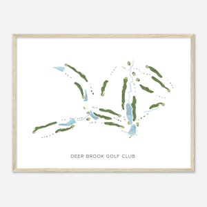 Deer Brook Golf Club, North Carolina - moderne aquarelkaart | Golfer cadeau, golf kunst aan de muur, golf poster print, baanindeling