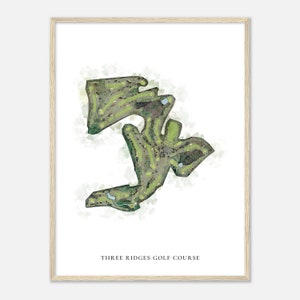 Three Ridges Golf Club, Tennessee - Klassische Aquarell Karte | Golfer Geschenk, Golf Wandkunst, Golf Poster Druck, Platz Layout
