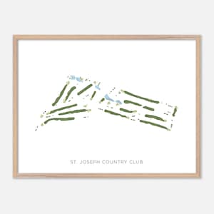 St. Joseph Country Club a Country Club, Missouri - Mappa moderna ad acquerello / Regalo per golfisti, Arte murale da golf, Stampa poster da golf, Layout del campo