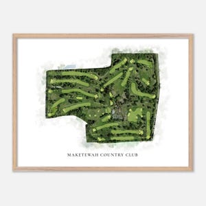 Maketewah Country Club à Cincinnati, Ohio - Carte aquarelle classique | Cadeau golfeur, oeuvre d'art murale de golf, impression d'affiche de golf, aménagement du parcours
