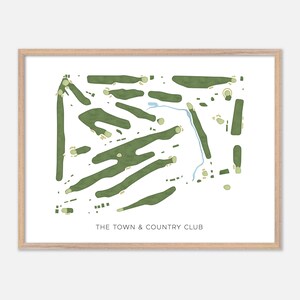 The Town & Country Club a Saint Paul, Minnesota - Mappa moderna ad acquerello / Regalo per golfisti, Arte murale per golf, Stampa poster per golf, Layout del campo