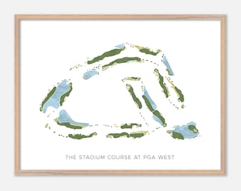 The Stadium Course at PGA WEST in La Quinta, California - Modern Watercolor Map | Golfer Gift, Golf Wall Art, Golf Poster Print