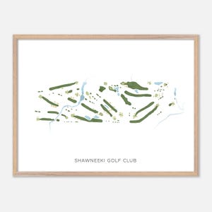 Shawneeki Golf Club à East Gwillimbury, Canada - Carte aquarelle moderne | Cadeau golfeur, oeuvre d'art murale de golf, impression d'affiche de golf, aménagement du parcours