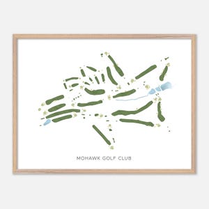 Mohawk Golf Club à Schenectady, New York - Carte aquarelle moderne | Cadeau golfeur, oeuvre d'art murale de golf, impression d'affiche de golf, aménagement du parcours