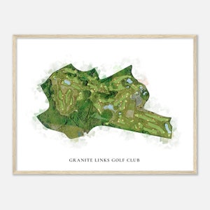 Granite Links Golf Club, Massachusetts - Klassische Aquarell Karte | Golfer Geschenk, Golf Wandkunst, Golf Poster Druck, Platz Layout