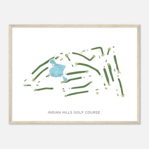 Indian Hills Golf Course, New York - Moderne aquarelkaart | Golfer cadeau, golf kunst aan de muur, golf poster print, baanindeling