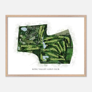 King Valley Golf Club in, Canada: klassieke aquarelkaart | Golfcadeau, golfmuurkunst, golfposterprint, baanindeling