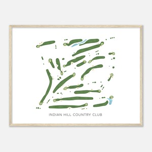 Indian Hill Country Club, Connecticut - moderne aquarelkaart | Golfer cadeau, golf kunst aan de muur, golf poster print, baanindeling