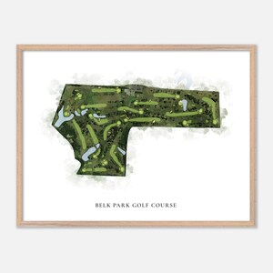 Belk Park Golf Club in Wood River, Illinois - Klassische Aquarell Karte | Golfer Geschenk, Golf Wandkunst, Golf Poster Druck, Platz Layout