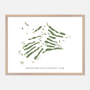 Woodland Hills Country Club in Woodland Hills, Kalifornien - Moderne Aquarell Landkarte | Golfer Geschenk, Golf Wandkunst, Golf Poster Druck