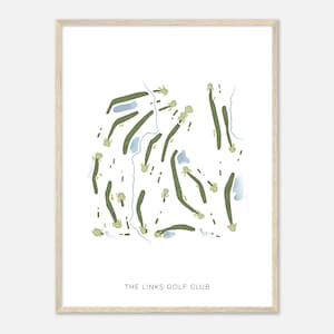 The Links Golf Club, Indiana - Carte aquarelle moderne | Cadeau golfeur, oeuvre d'art murale de golf, impression d'affiche de golf, aménagement du parcours
