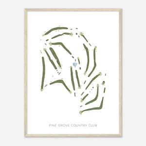 Pine Grove Country Club, Michigan - Modern Watercolor Map | Golfer Gift, Golf Wall Art, Golf Poster Print, Course Layout