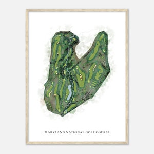 Maryland National Golf Course, Maryland - Classic Watercolor Map | Golfer Gift, Golf Wall Art, Golf Poster Print, Course Layout