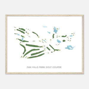 Oak Hills Park Golf Course, Connecticut - Modern Watercolor Map | Golfer Gift, Golf Wall Art, Golf Poster Print, Course Layout