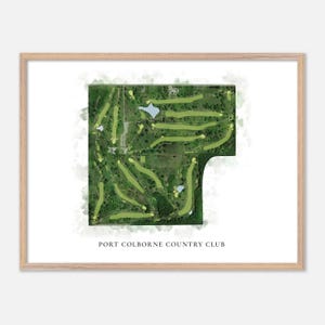 Port Colborne Country Club a Port Colborne, Canada - Mappa classica ad acquerello / Regalo per golfisti, Arte murale per golf, Stampa poster per golf