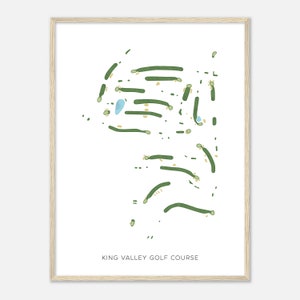 King Valley Golf Course, Pennsylvania - Moderne aquarelkaart | Golfer cadeau, golf kunst aan de muur, golf poster print, baanindeling
