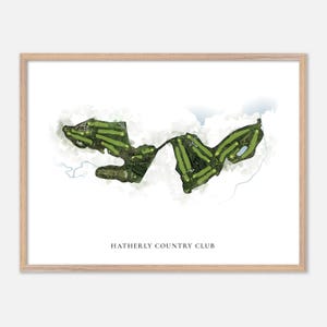 Hatherly Country Club a North Scituate, Massachusetts - Mappa classica ad acquerello / Regalo per golfisti, Arte murale per golf, Stampa poster per golf