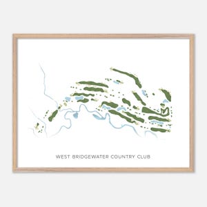 West Bridgewater Country Club in West Bridgewater, Massachusetts - Moderne Aquarell Landkarte | Golfer Geschenk, Golf Wandkunst, Golf Poster Druck