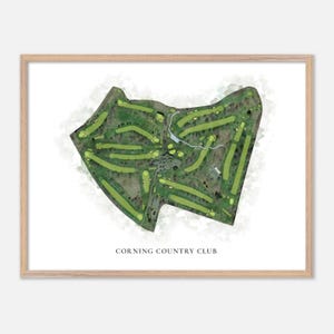 Corning Country Club in Corning, New York - klassische Aquarell-Karte | Golfer Geschenk, Golf Wandkunst, Golf Poster Druck, Platz Layout